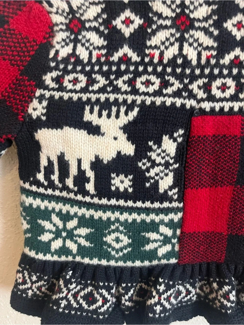 NWT girls Ralph Lauren Multi-Color Holiday Patchwork Cardigan size 3-6 month
